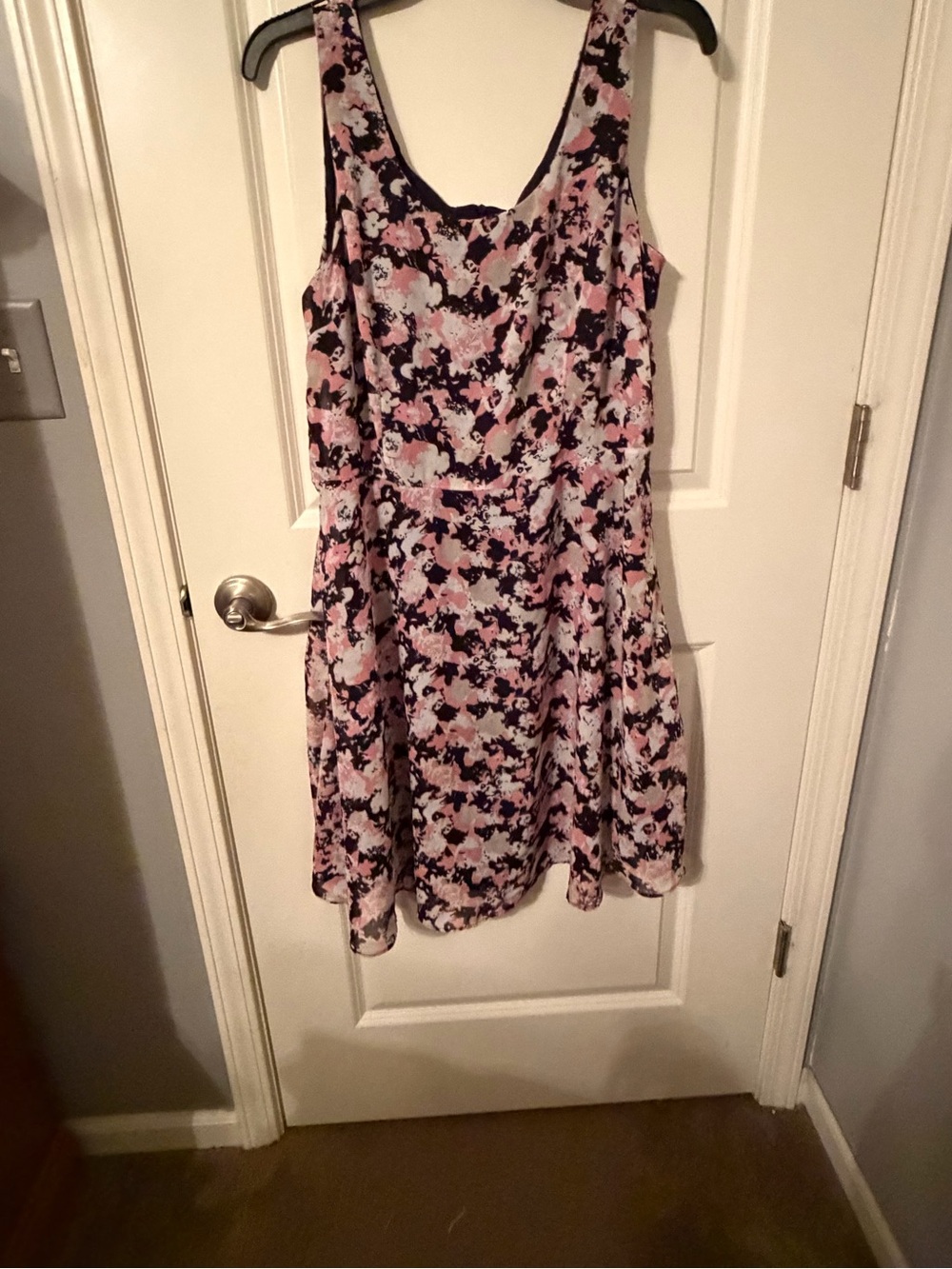 Liz Claiborne Pink and Black Floral Midi Dress